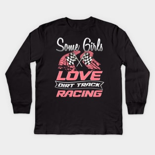 dirt track racing girl Kids Long Sleeve T-Shirt